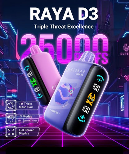 ELF BAR Raya D3 25000 Puffs Einweg Kit - 💥 Nehme 5 Zahle NUR 4! + Ab einem Einkauf von 100€ 2 Mystery Gratis💥