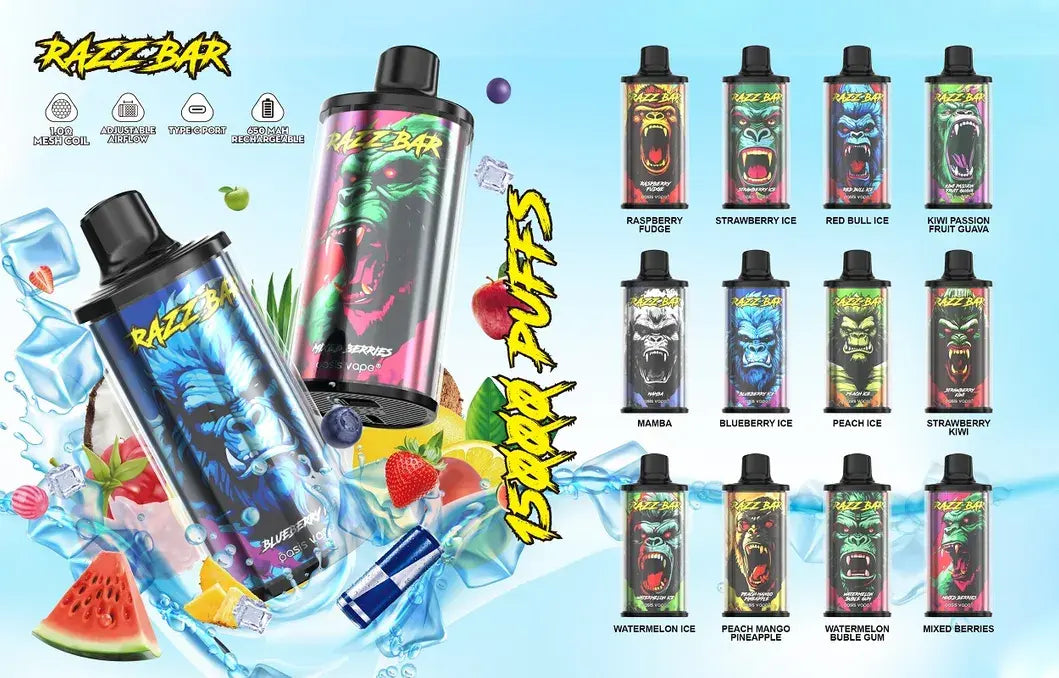 Razz Bar 15000 15K Puffs Einweg Kit- 💥 Nehme 5 Zahle NUR 4! + Ab einem Einkauf von 100€ 2 Mystery Gratis💥