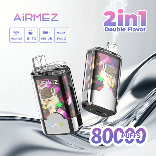 AiRMEZ Fox 80000 80K Puffs Einweg Kit 30ml (Dual Flavor) - 💥 Nehme 5 Zahle NUR 4! + Ab einem Einkauf von 100€ 2 Mystery Gratis💥