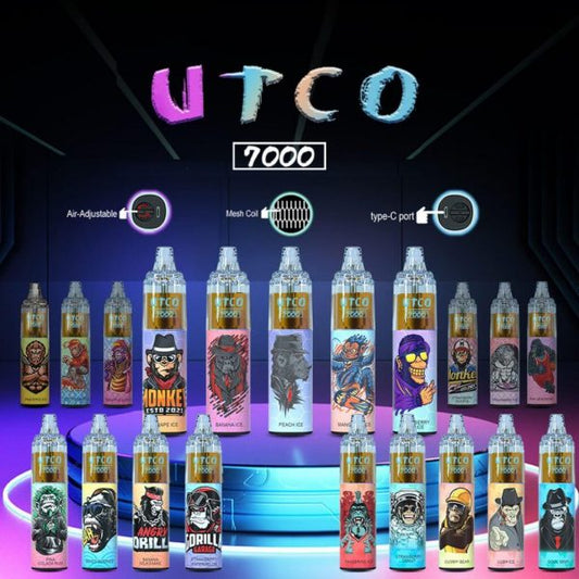 UTCO Gorilla 7000 Einweg E-Zigarette Disposable Kit Wiederaufladbar - Kaufen Sie 3 Stück und erhalten Sie 1 Stück zusätzlich als Geschenk (Produkte und Geschmacksrichtungen sind zufällig)