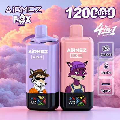 AiRMEZ Fox 4in1 120K 60ml Einweg Kit (120000 Puffs) - 💥 Nehme 5 Zahle NUR 4! + Ab einem Einkauf von 100€ 2 Mystery Gratis💥