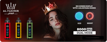 AL Fakher Crown Bar 8000 Pro Dual Mode Wiederaufladbares Einweg Kit (Big Cloud) - 💥 Nehme 5 Zahle NUR 4! + Ab einem Einkauf von 100€ 2 Mystery Gratis💥