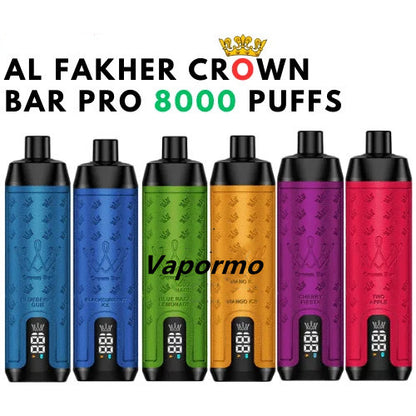 AL Fakher Crown Bar Pro 8000 Puffs Wiederaufladbares Einweg Kit - 💥 Nehme 5 Zahle NUR 4! + Ab einem Einkauf von 100€ 2 Mystery Gratis💥