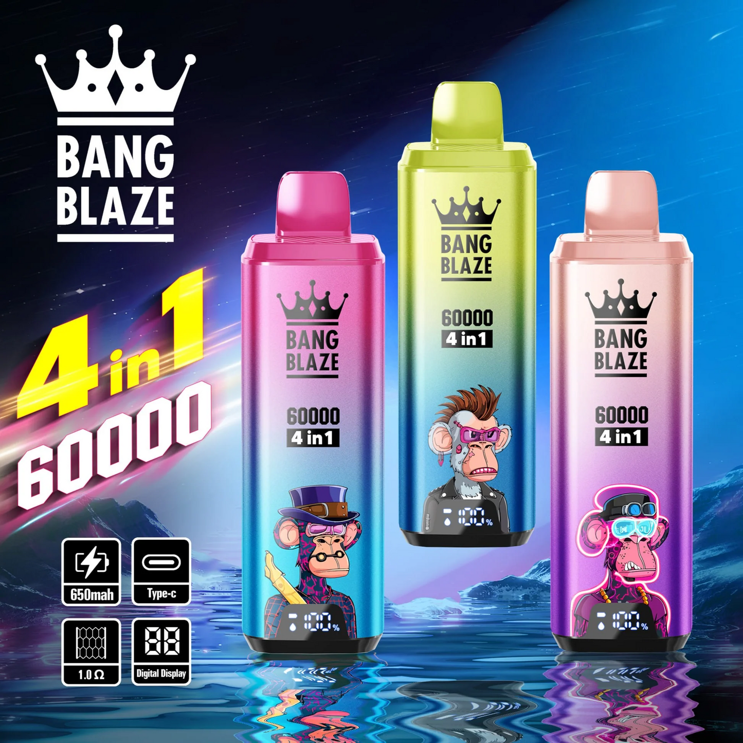 Bang Blaze 4IN1 60000 60K Puffs Wiederaufladbares Einweg Kit - 💥 Nehme 5 Zahle NUR 4! + Ab einem Einkauf von 100€ 2 Mystery Gratis💥