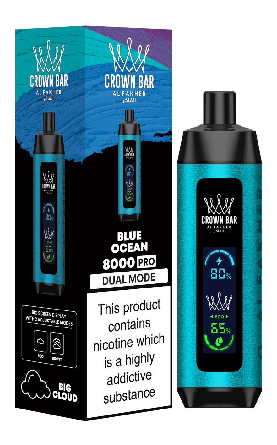 AL Fakher Crown Bar 8000 Pro Dual Mode Wiederaufladbares Einweg Kit (Big Cloud) - 💥 Nehme 5 Zahle NUR 4! + Ab einem Einkauf von 100€ 2 Mystery Gratis💥