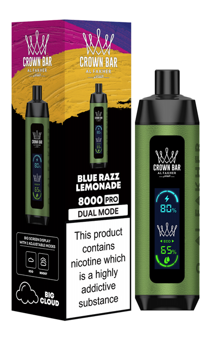 AL Fakher Crown Bar 8000 Pro Dual Mode Wiederaufladbares Einweg Kit (Big Cloud) - 💥 Nehme 5 Zahle NUR 4! + Ab einem Einkauf von 100€ 2 Mystery Gratis💥