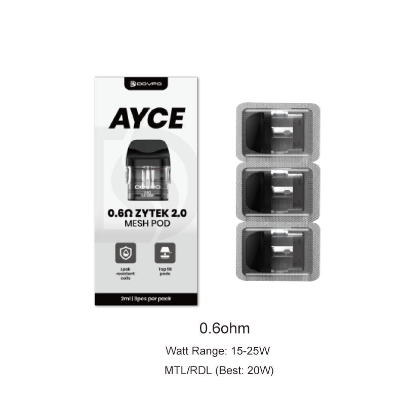 DOVPO Ayce Zytek 2.0 Mesh Pod Kartusche für Ayce Pro 2 / Ayce Mini 2 / Ayce Lite Kit 2 ml (3 Stück/Packung)