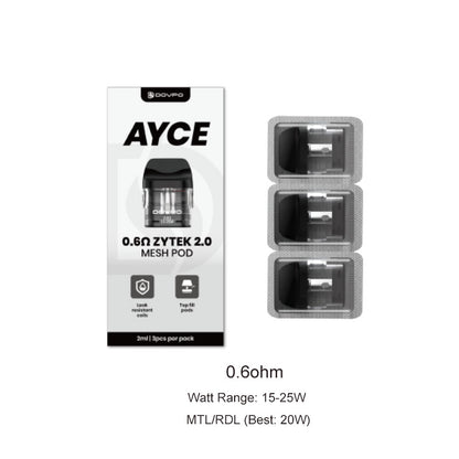 DOVPO Ayce Zytek 2.0 Mesh Pod Kartusche für Ayce Pro 2 / Ayce Mini 2 / Ayce Lite Kit 2 ml (3 Stück/Packung)
