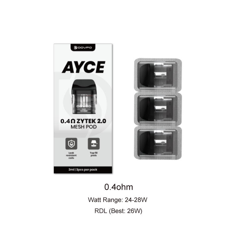 DOVPO Ayce Zytek 2.0 Mesh Pod Kartusche für Ayce Pro 2 / Ayce Mini 2 / Ayce Lite Kit 2 ml (3 Stück/Packung)