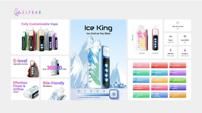ELF Bar Ice King 30K Wiederaufladbares Einweg Kit (30000 Puffs) - 💥 Nehme 5 Zahle NUR 4! + Ab einem Einkauf von 100€ 2 Mystery Gratis💥