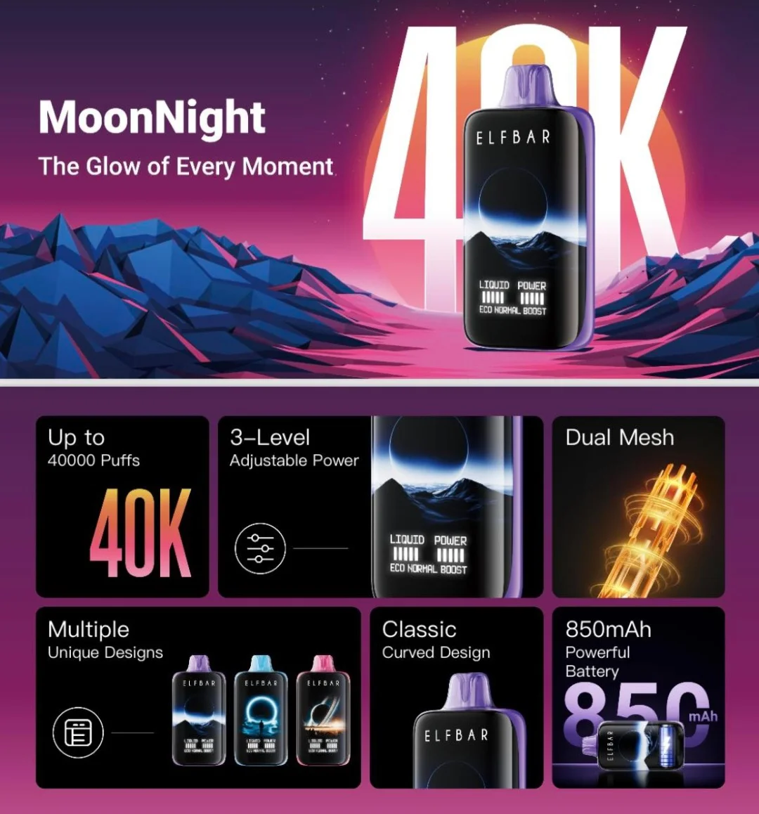 ELF BAR Moon Night 40000 40K Puffs Einweg Kit - 💥 Nehme 5 Zahle NUR 4! + Ab einem Einkauf von 100€ 2 Mystery Gratis💥