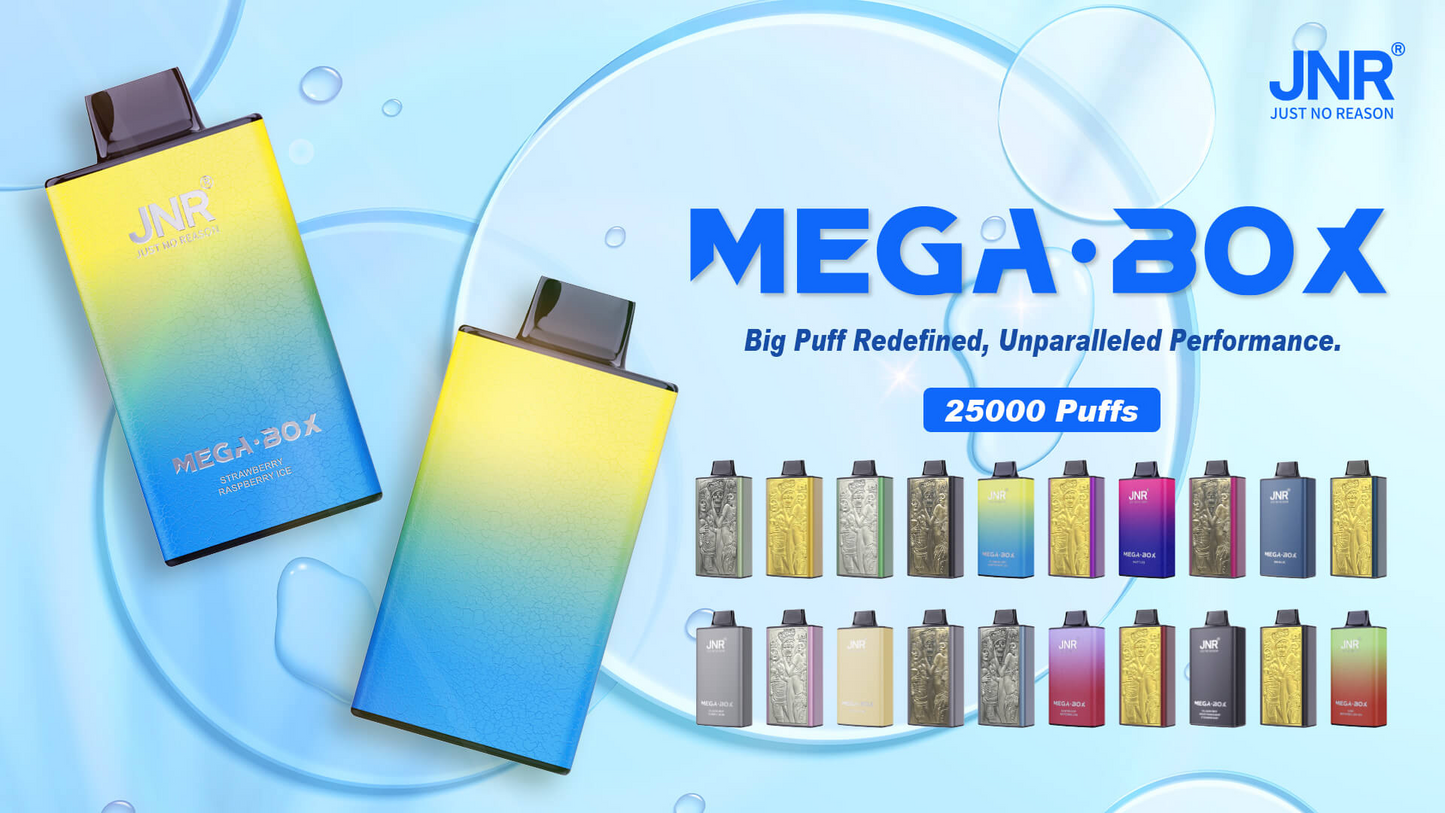 JNR Mega Box 25000 Puffs Einweg Kit - 💥 BLACK Friday WEEK - Nehme 4 Zahle NUR 3! + Ab einem Einkauf von 100€ 1 Mystery Vapes Gratis + Ab einem Einkauf von 150€ 2 Mystery Vapes Gratis 💥