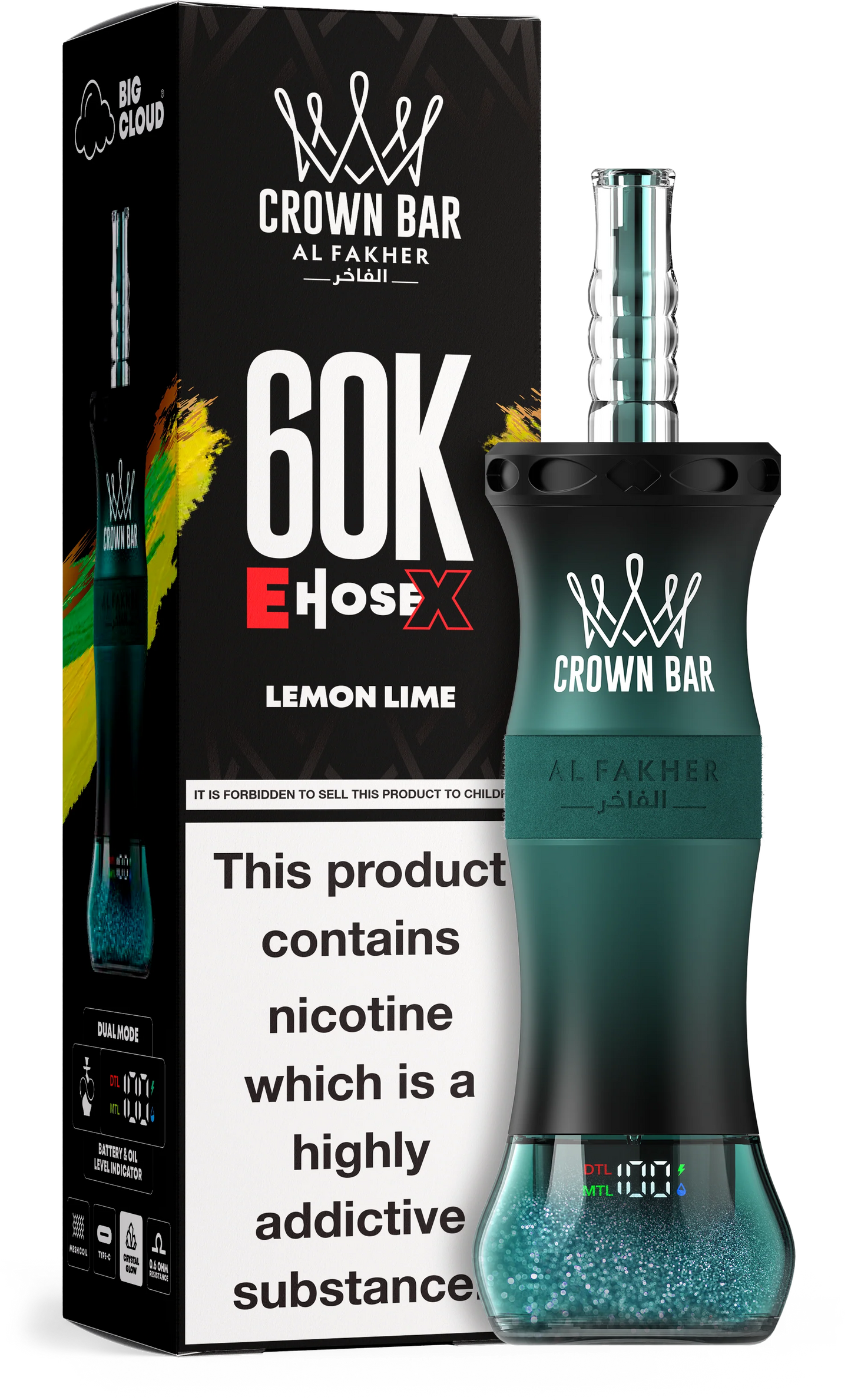 AL Fakher Crown Bar 60K 60000 Puffs E-Hose X Einweg Kit - 💥 Nehme 5 Zahle NUR 4! + Ab einem Einkauf von 100€ 2 Mystery Gratis💥