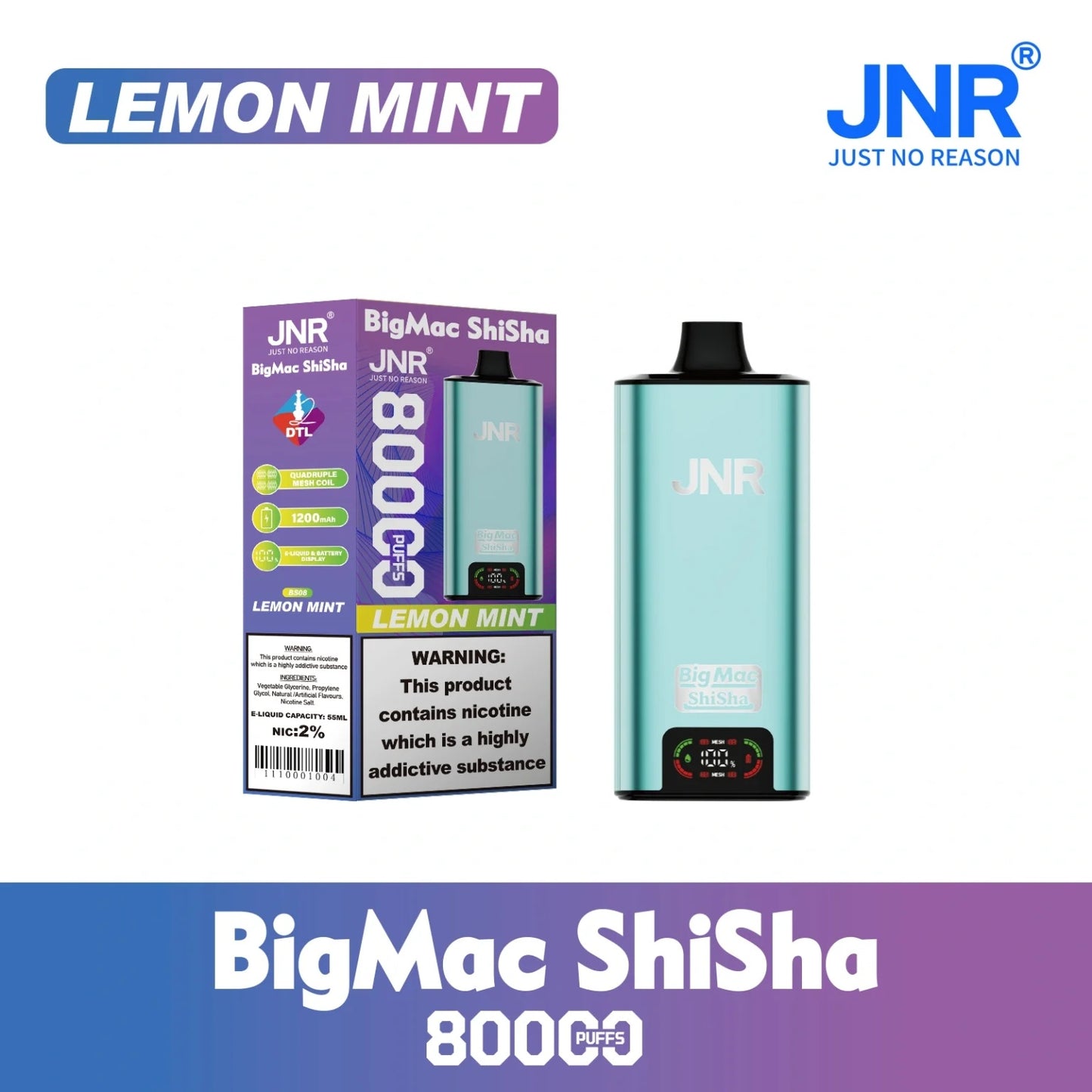 JNR BIG MAC Shisha 80K 80000 Puffs Einweg Kit- 💥 Nehme 5 Zahle NUR 4! + Ab einem Einkauf von 100€ 2 Mystery Gratis💥