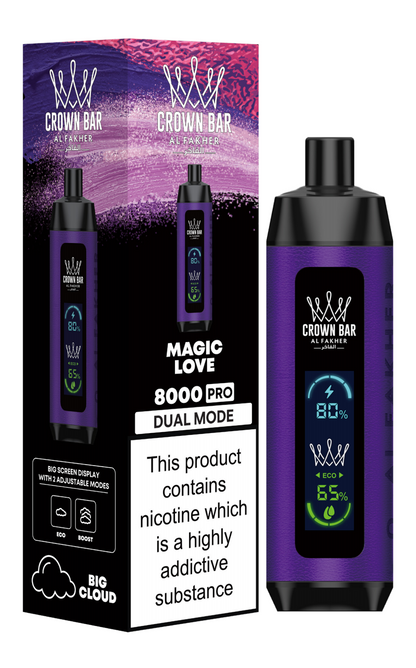 AL Fakher Crown Bar 8000 Pro Dual Mode Wiederaufladbares Einweg Kit (Big Cloud) - 💥 Nehme 5 Zahle NUR 4! + Ab einem Einkauf von 100€ 2 Mystery Gratis💥