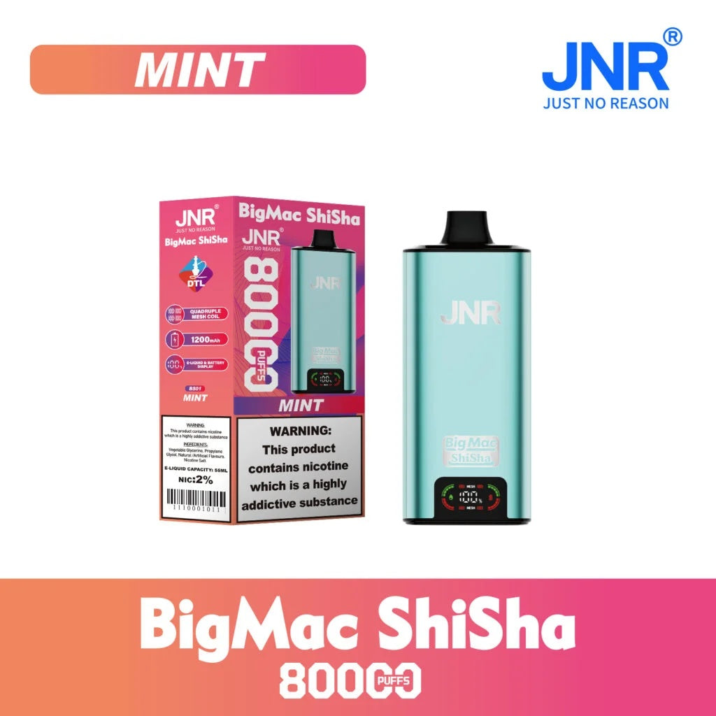 JNR BIG MAC Shisha 80K 80000 Puffs Einweg Kit- 💥 Nehme 5 Zahle NUR 4! + Ab einem Einkauf von 100€ 2 Mystery Gratis💥
