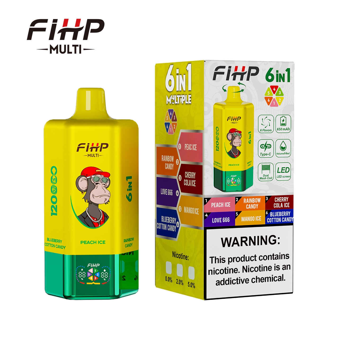 FIHP Multi 120000 120K Puffs 6-in-1 Wiederaufladbares Einweg Kit