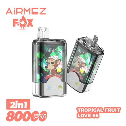 AiRMEZ Fox 80000 80K Puffs Einweg Kit 30ml (Dual Flavor) - 💥 Nehme 5 Zahle NUR 4! + Ab einem Einkauf von 100€ 2 Mystery Gratis💥