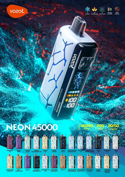 Vozol Neon 45000 Puffs Vorgefülltes Einweg Kit 24ml (45K Puffs) - 💥 Nehme 5 Zahle NUR 4! + Ab einem Einkauf von 100€ 2 Mystery Gratis💥