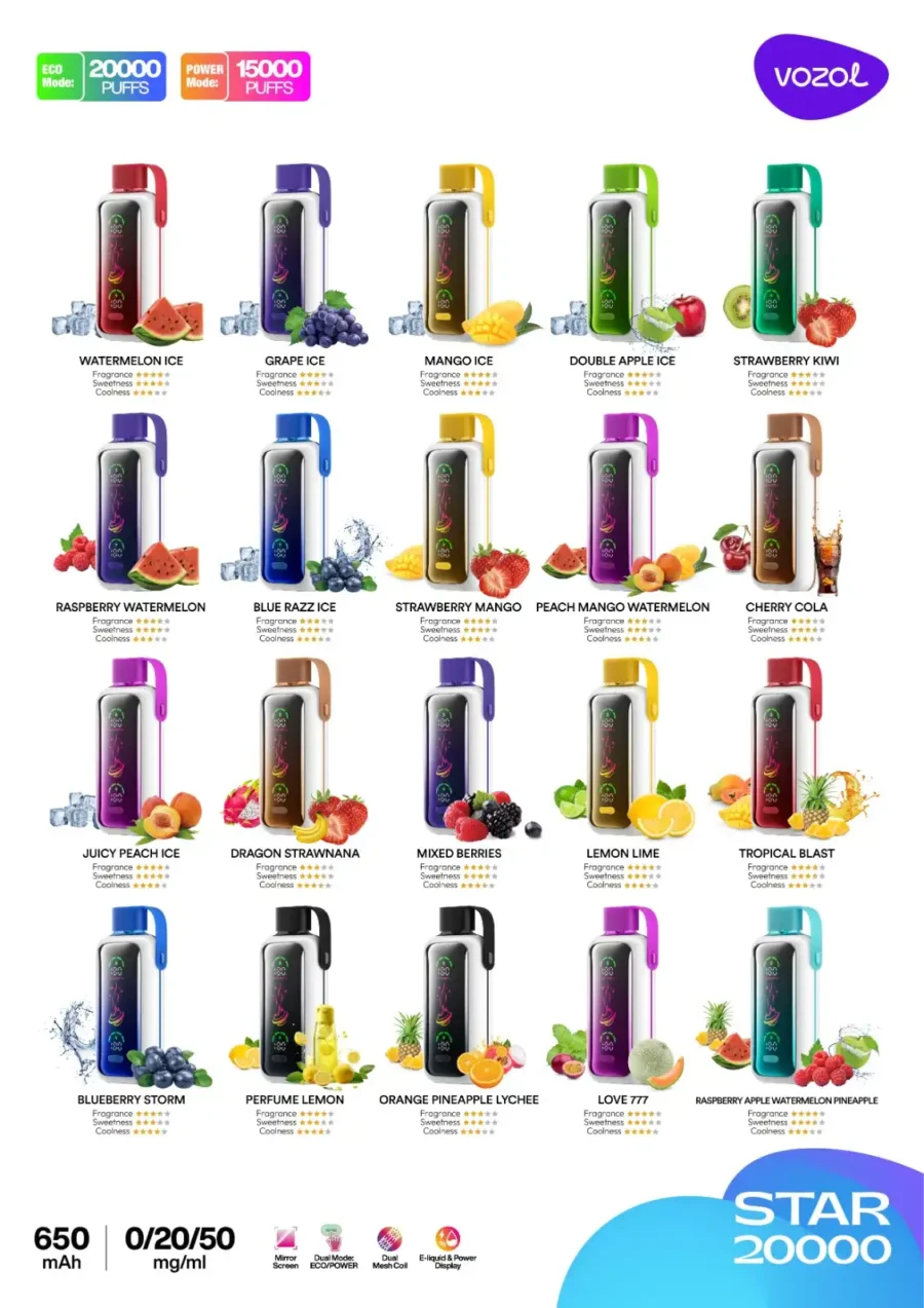 Vozol Star 20000 Puffs Dual Power Wiederaufladbarer Einweg Vape
