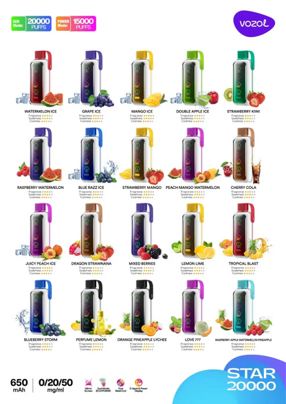 Vozol Star 20000 Puffs Dual Power Wiederaufladbarer Einweg Vape