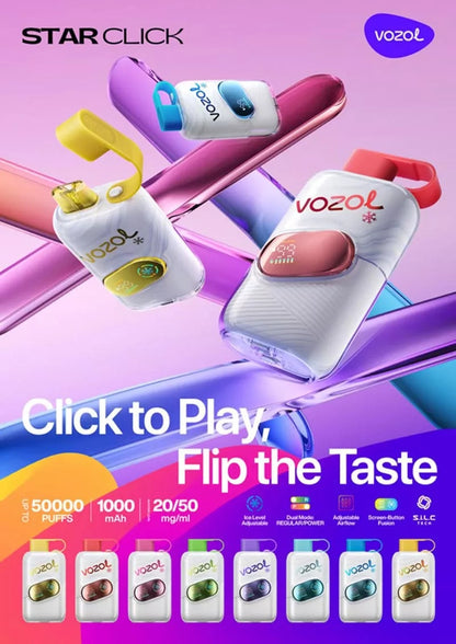 Vozol Star Click 50K Puffs Wiederaufladbares Einweg Kit (50000 Puffs) - 💥 Nehme 5 Zahle NUR 4! + Ab einem Einkauf von 100€ 2 Mystery Gratis💥