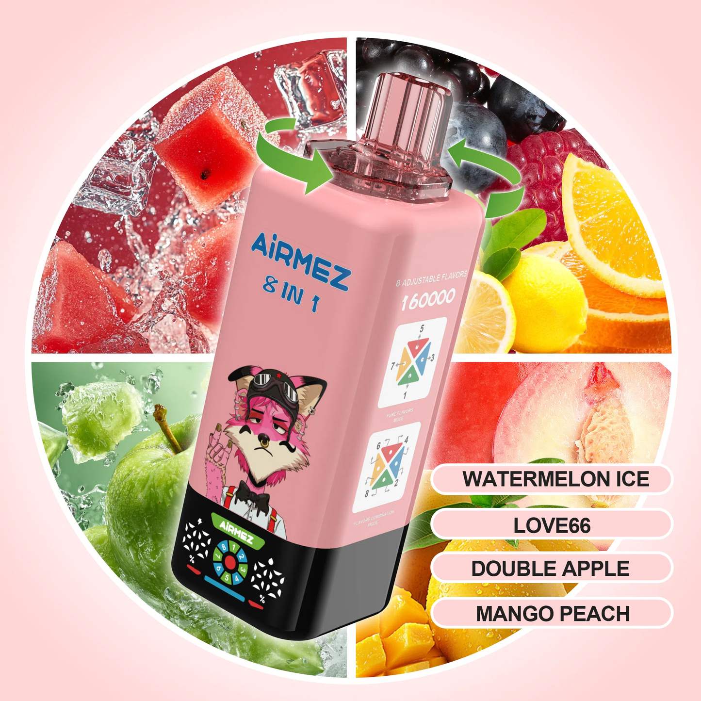 AIRMEZ FOX 8 IN 1 160K 160000 Puffs Einweg Kit - 💥 Nehme 5 Zahle NUR 4! + Ab einem Einkauf von 100€ 2 Mystery Gratis💥