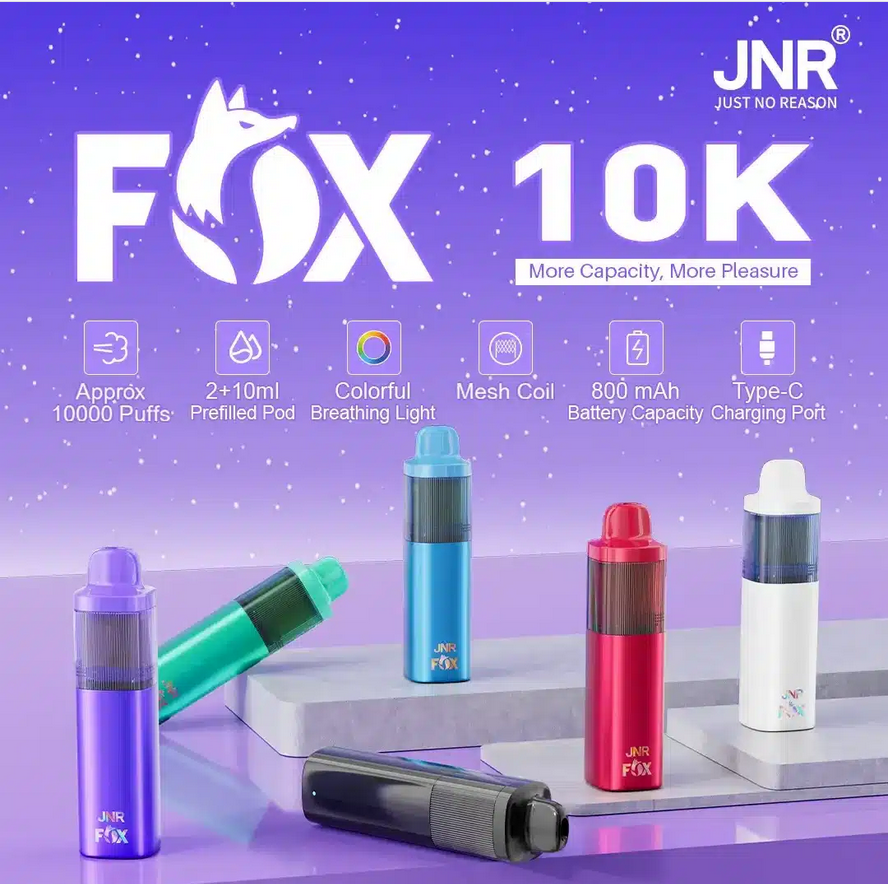 JNR Fox 10000 Puffs Vorgefülltes Einweg Kit- 💥 Nehme 5 Zahle NUR 4! + Ab einem Einkauf von 100€ 2 Mystery Gratis💥