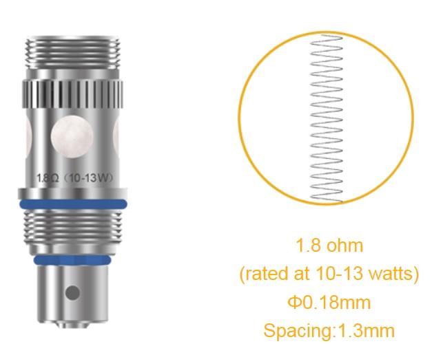 Aspire Triton Ersatzcoil Verdampferkopf Kanthal 1,8 Ohm - 5 Stück / Packung