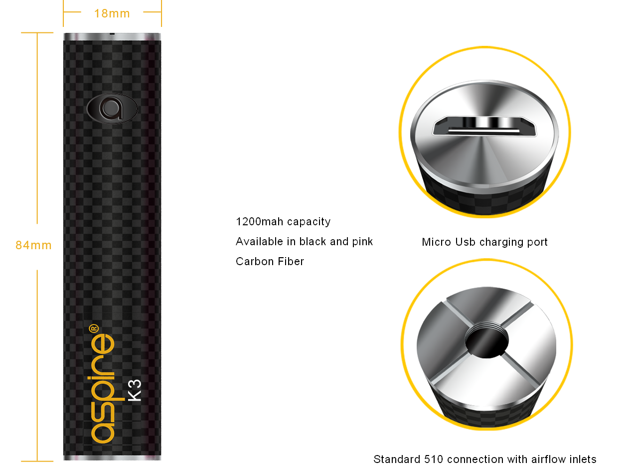 Aspire K3 Schnellstart Kit mit K3 Tank - 2ml & 1200mAh