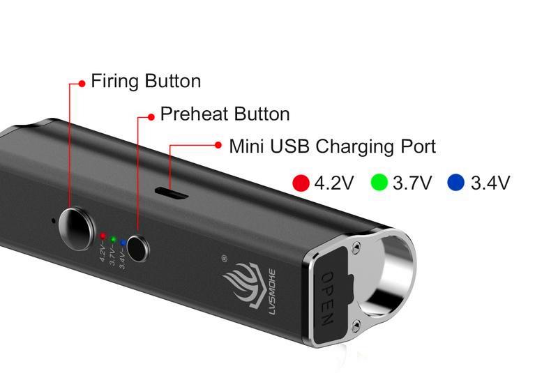 LVSmoke Enzo 4 in 1 450mAh Variable Voltage VV Box Mod für dicke Öle/Flüssigkeiten/Konzentrate/Trocken Cartridges Tank