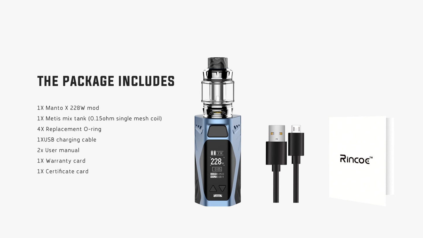 Rincoe Manto X Mesh 228W Starterset mit Metis Mix 6mL Verdampfer