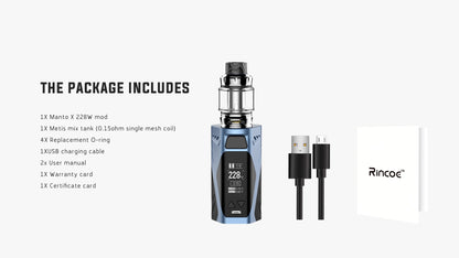 Rincoe Manto X Mesh 228W Starterset mit Metis Mix 6mL Verdampfer